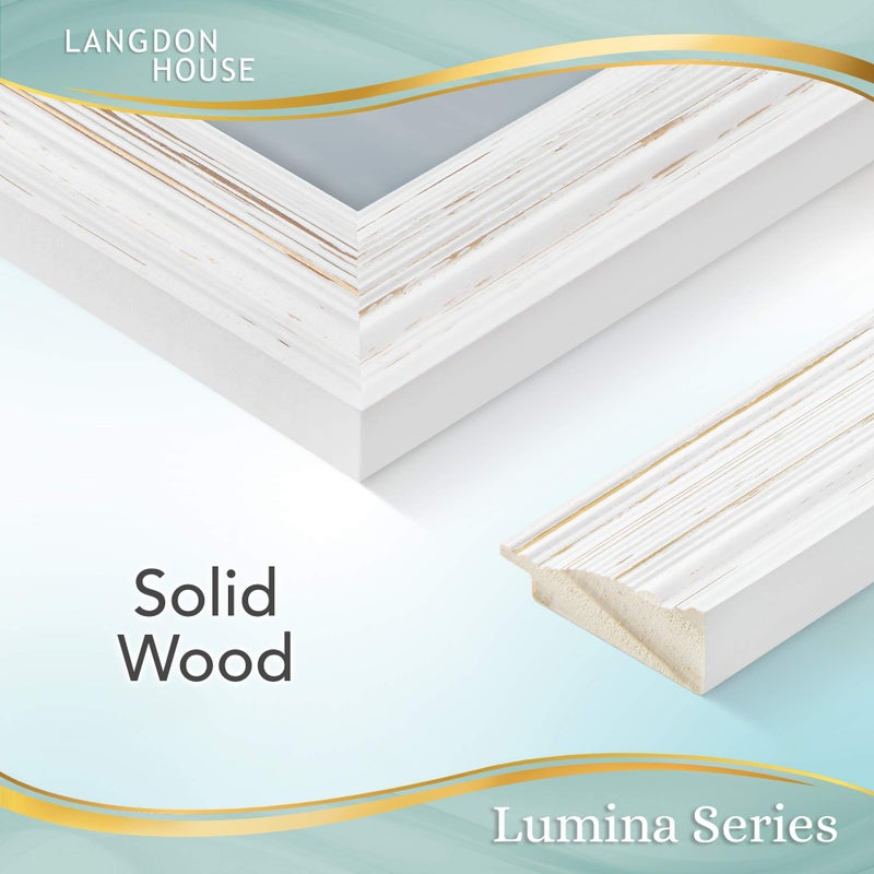 Langdon House 8x10 Real Wood Picture Frames (Weathered White - Gold Accents, 2 Pack), French Country Style Wooden Photo Frame 8 x 10, Lumina Collection - Image 2